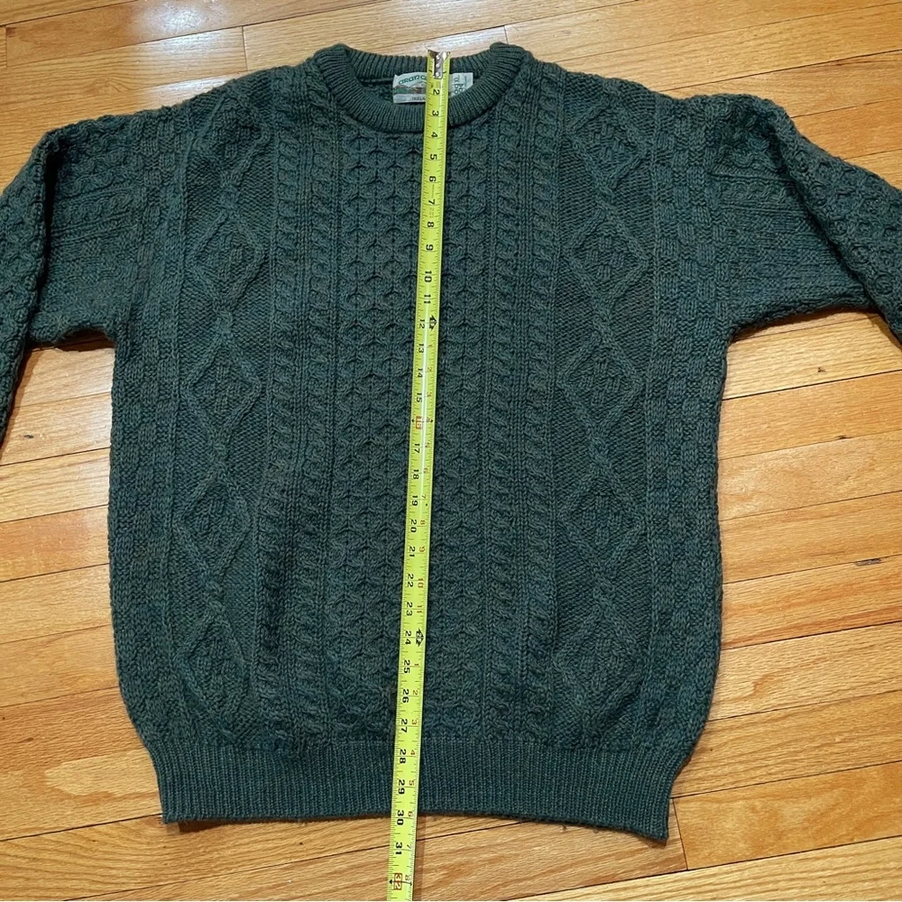 Aran Crafts Mens Irish Fisherman Cable Knit Wool Sweater Size XL Dark Green EUC - Picture 7 of 9